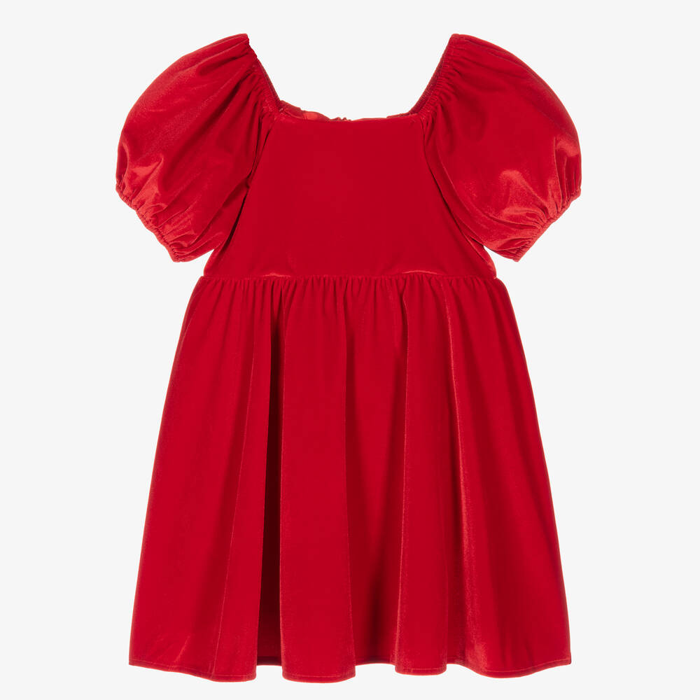 The Tiny Universe-Girls Red Velour Ribbon Dress | Childrensalon Outlet