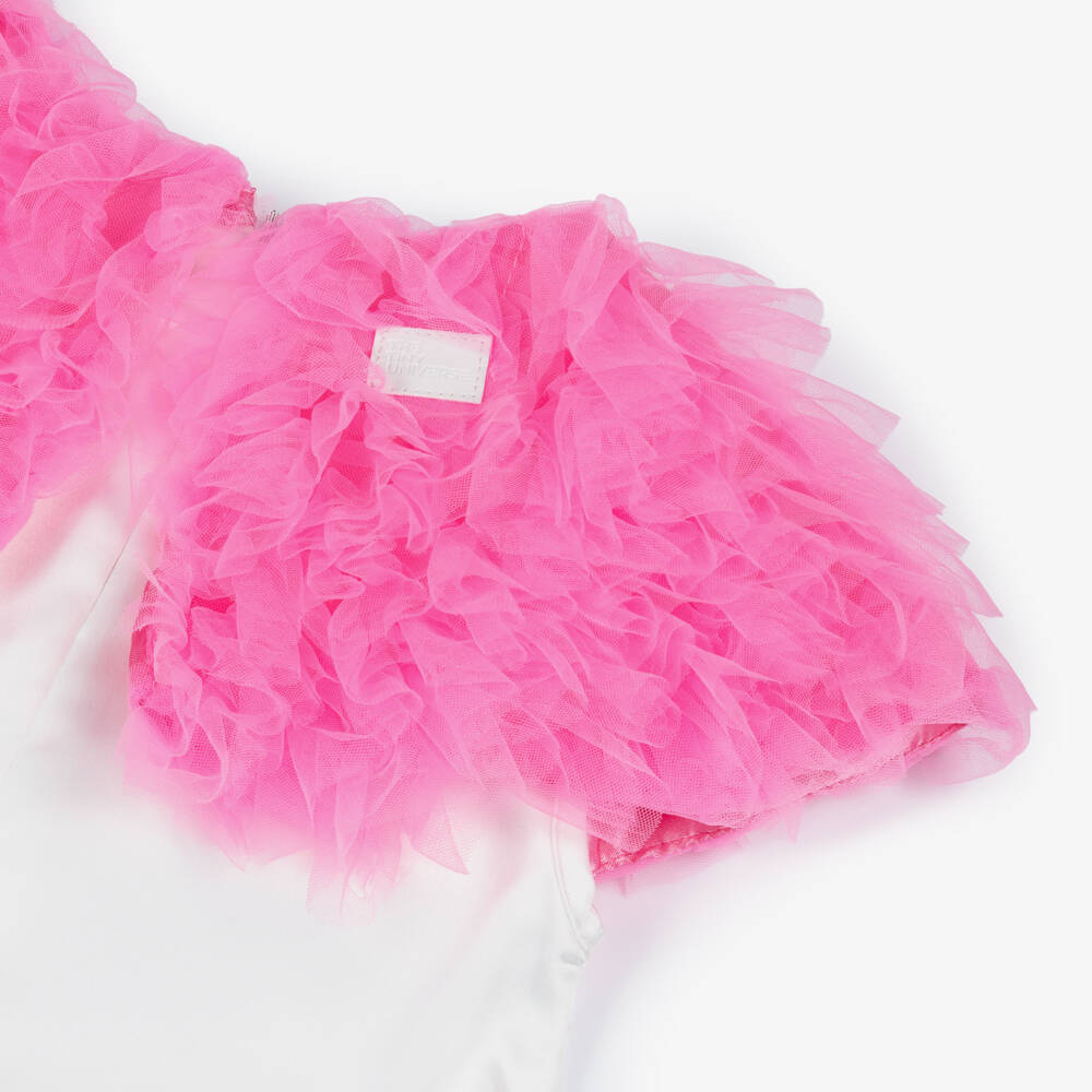 The Tiny Universe-بلوزة ساتان للبنات مع كشكش تول | Childrensalon Outlet