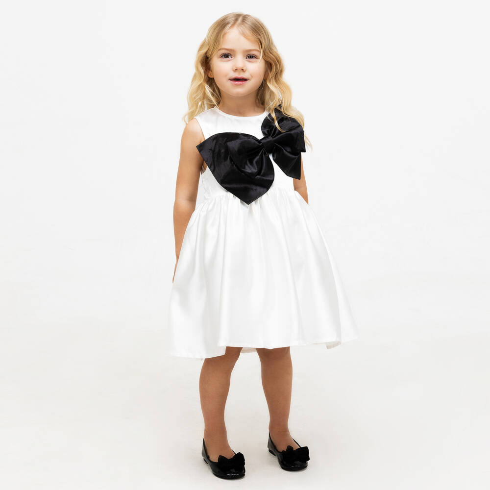 The Tiny Universe-Girls Satin Dress with Bow | Childrensalon Outlet