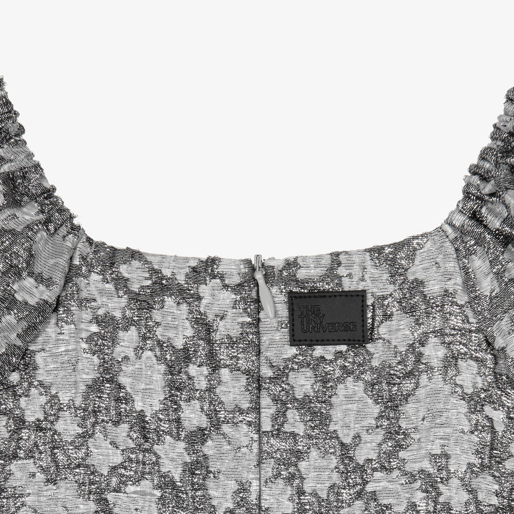 The Tiny Universe-Серебристое жаккардовое платье с цветочным узором | Childrensalon Outlet