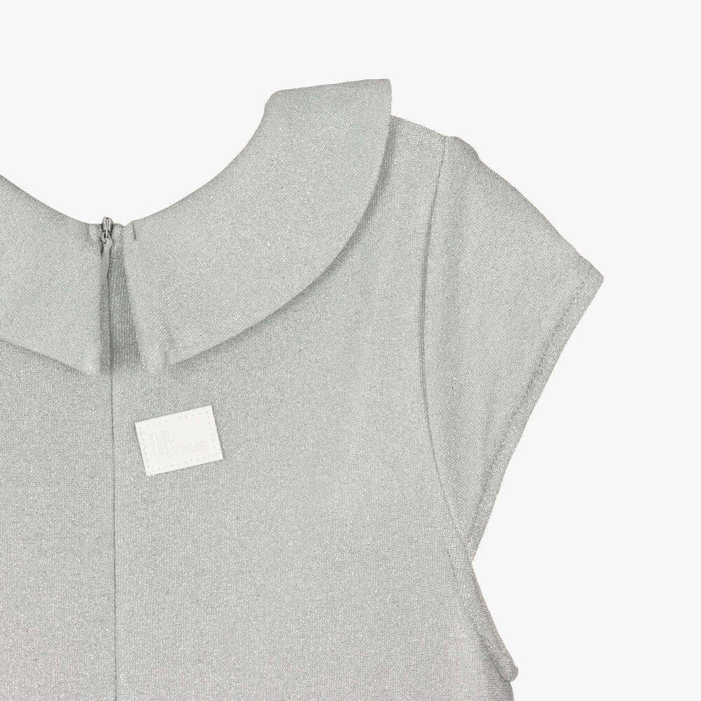 The Tiny Universe-Girls Silver Lurex Collared Dress | Childrensalon Outlet