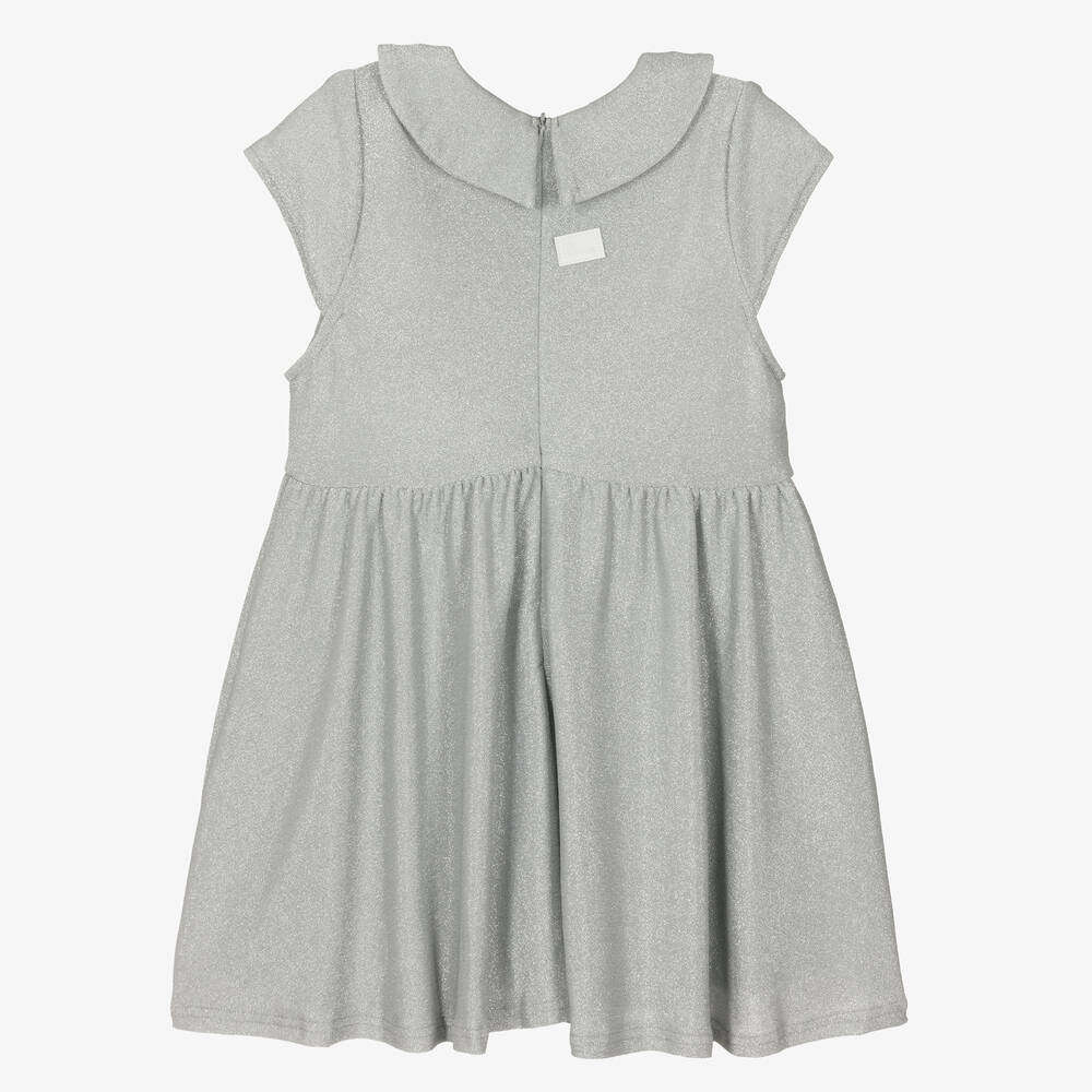 The Tiny Universe-Girls Silver Lurex Collared Dress | Childrensalon Outlet