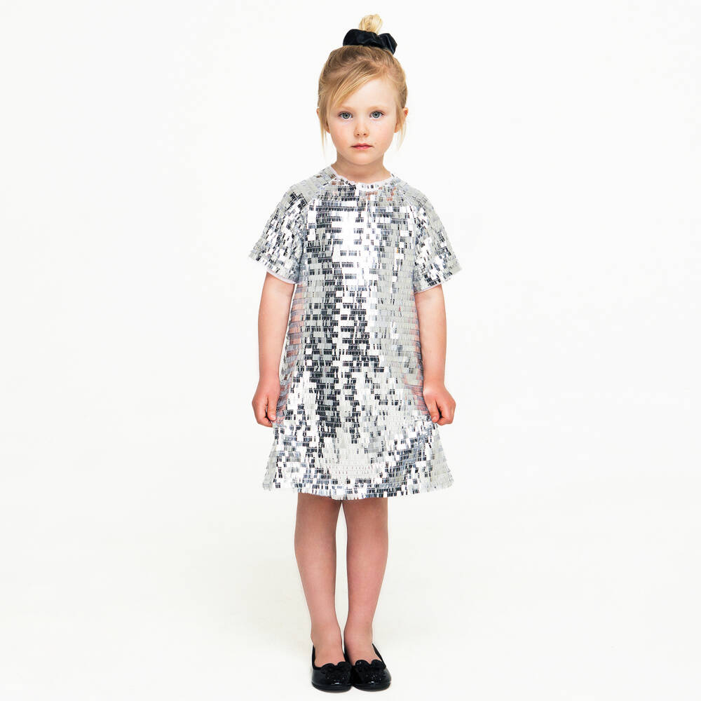 The Tiny Universe-Girls Silver Sequin Dress | Childrensalon Outlet