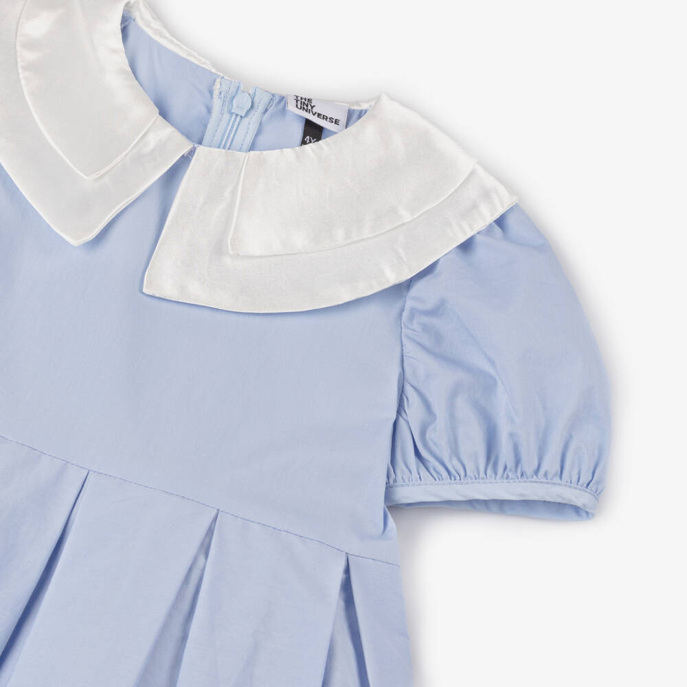 The Tiny Universe-Платье из голубого поплина для девочек | Childrensalon Outlet