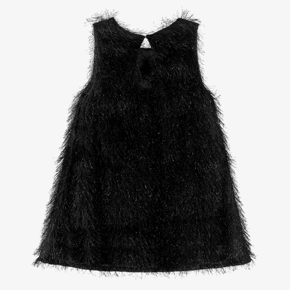 The Tiny Universe-Girls Sleek Black Fringed Dress | Childrensalon Outlet