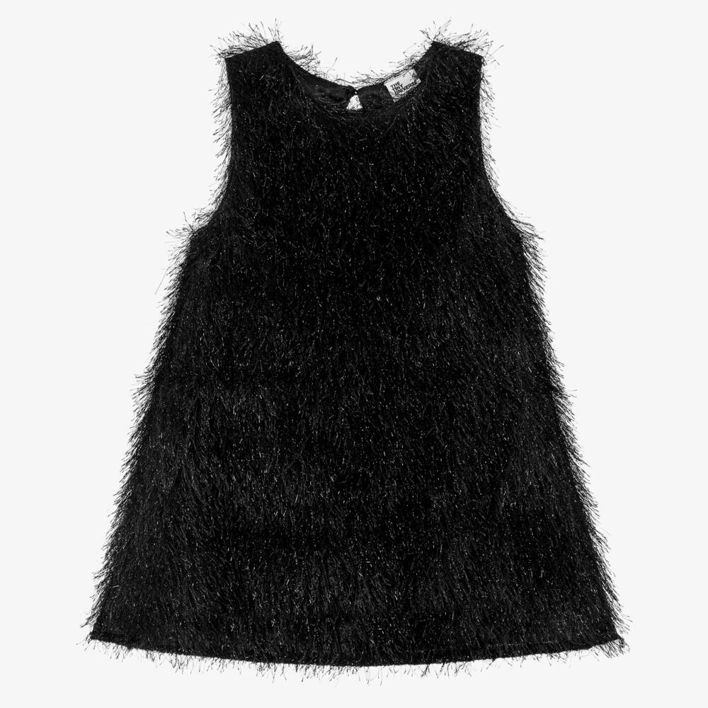 The Tiny Universe-Girls Sleek Black Fringed Dress | Childrensalon Outlet