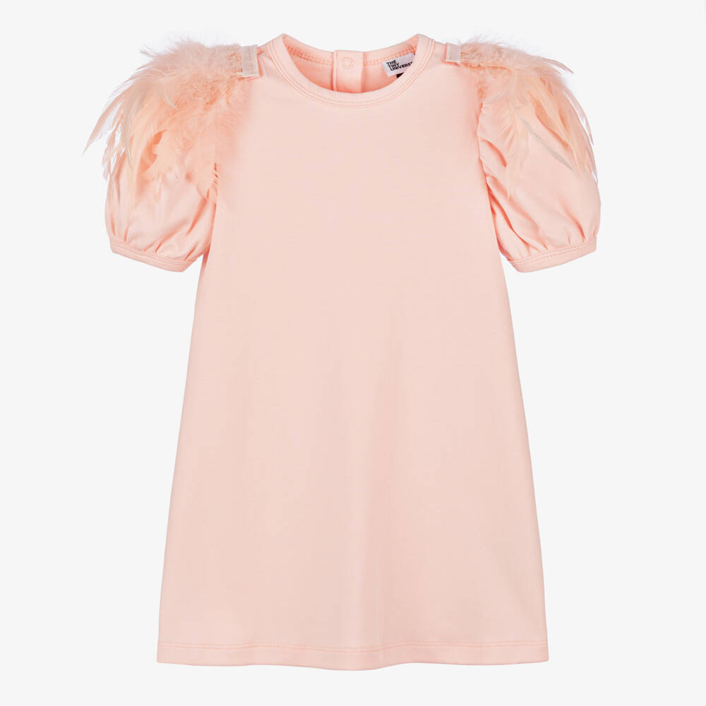The Tiny Universe-Girls Soft Pink Feathered Dress | Childrensalon Outlet