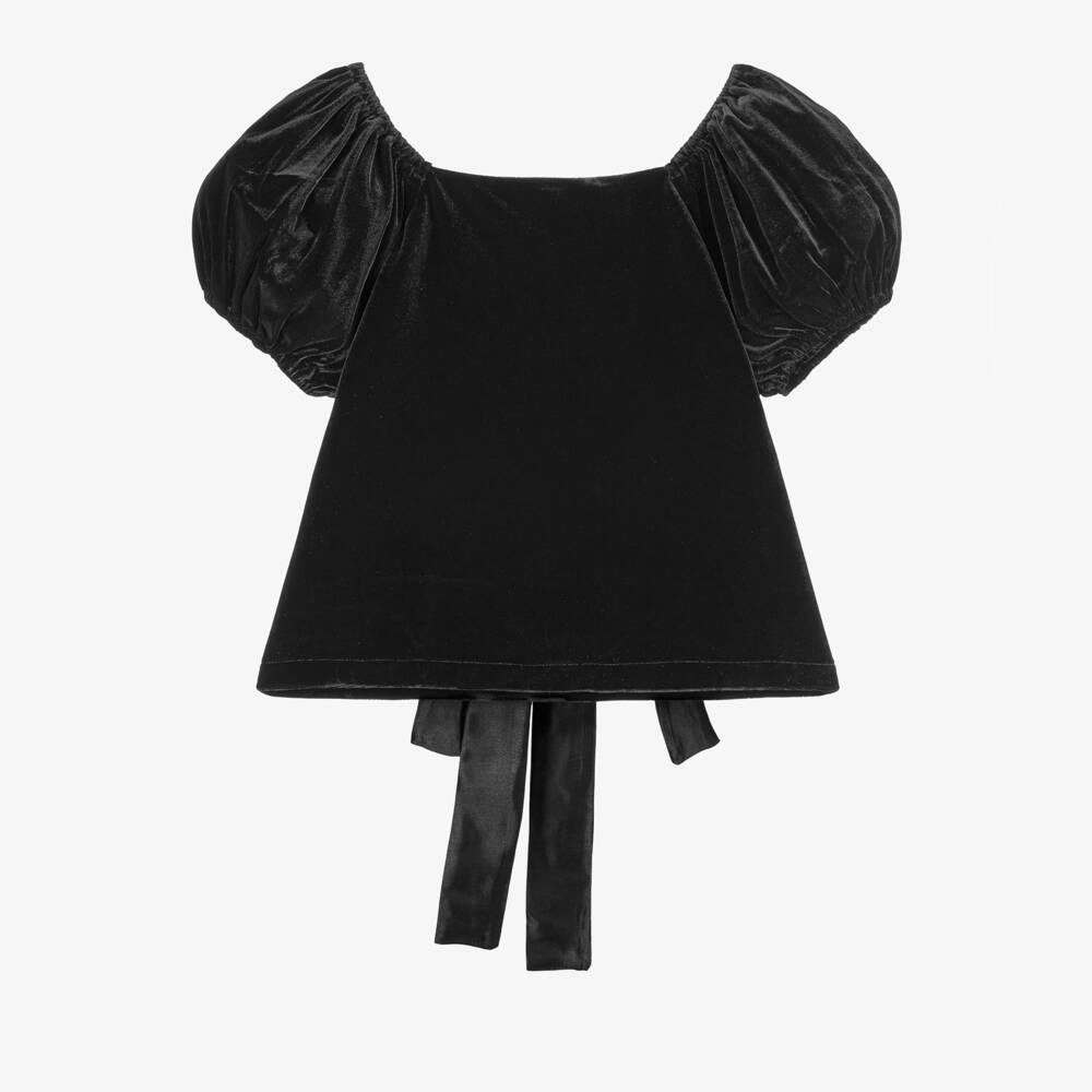 The Tiny Universe-Girls Velour Blouse with Bows | Childrensalon Outlet