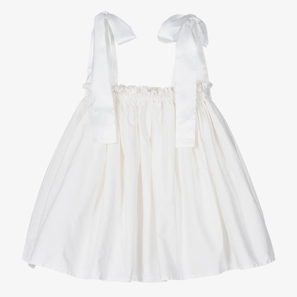 The Tiny Universe-Girls White Cotton Poplin Dress | Childrensalon Outlet