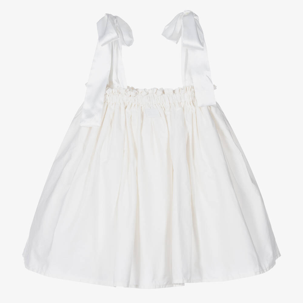 The Tiny Universe - Girls White Cotton Poplin Dress | Childrensalon Outlet