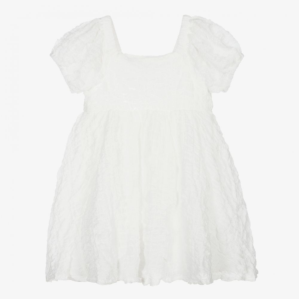 The Tiny Universe - Girls White Crêpe Dress | Childrensalon