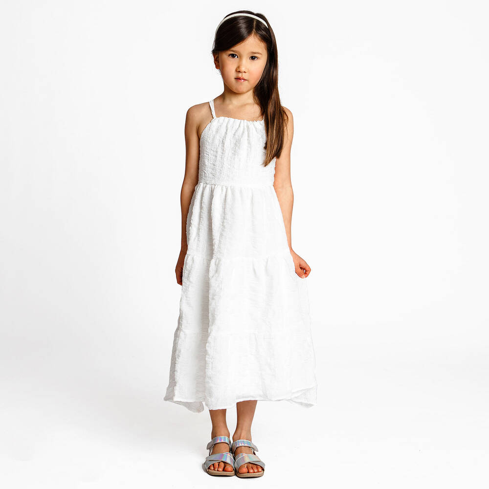The Tiny Universe-Girls White Crêpe Midi Dress | Childrensalon Outlet