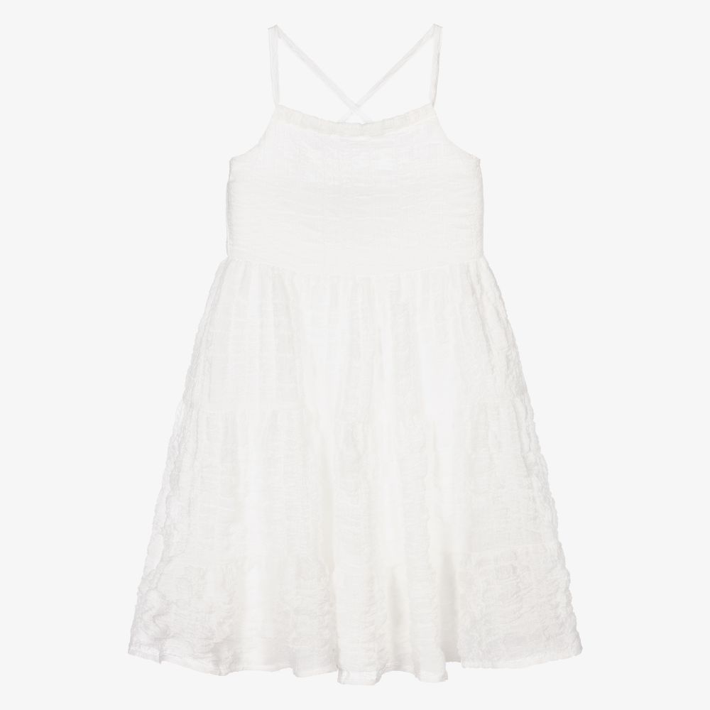 The Tiny Universe - Girls White Crêpe Midi Dress | Childrensalon