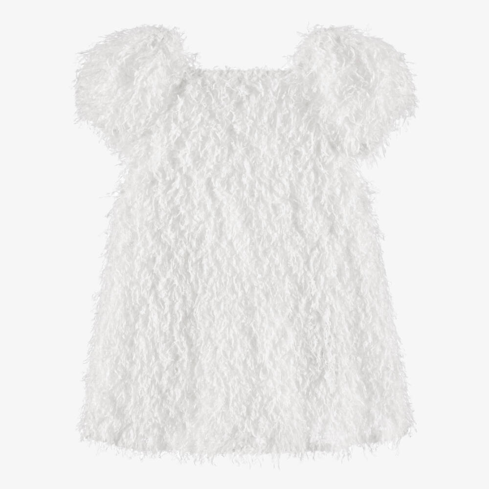 The Tiny Universe-Girls White Fluffy Dress | Childrensalon Outlet