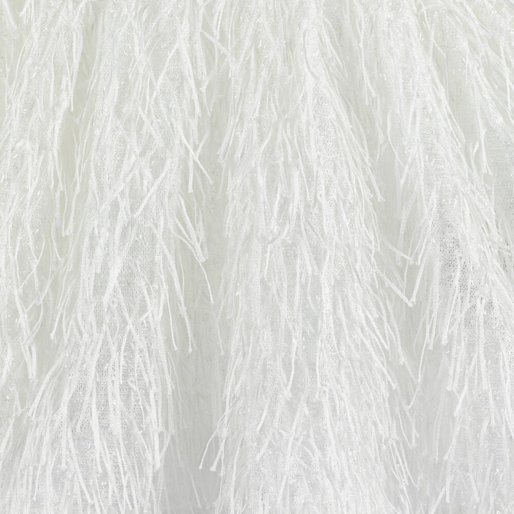 The Tiny Universe-Girls White Fluffy Satin Dress | Childrensalon Outlet