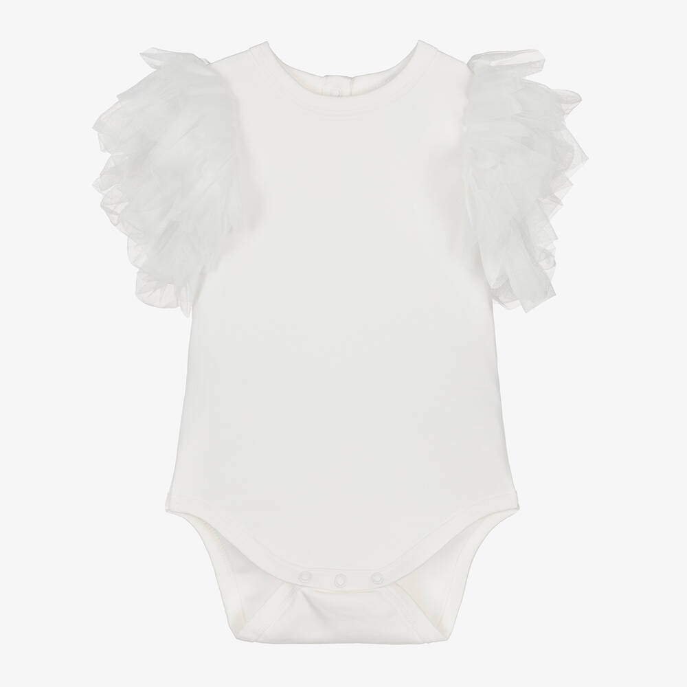 The Tiny Universe-Girls White Organic Cotton Bodysuit | Childrensalon Outlet