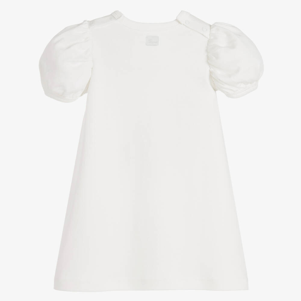 The Tiny Universe-Girls White Organic Cotton Flower Dress | Childrensalon Outlet