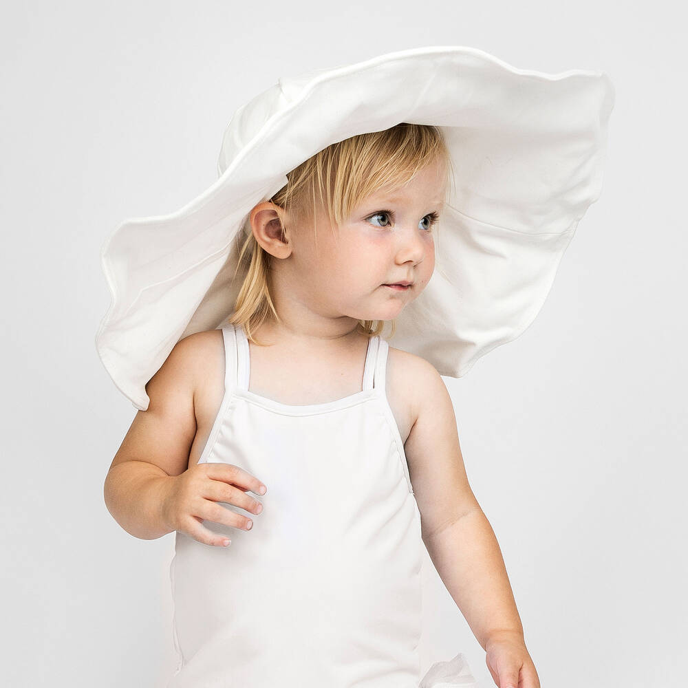The Tiny Universe-Girls White Organic Cotton Sun Hat | Childrensalon Outlet