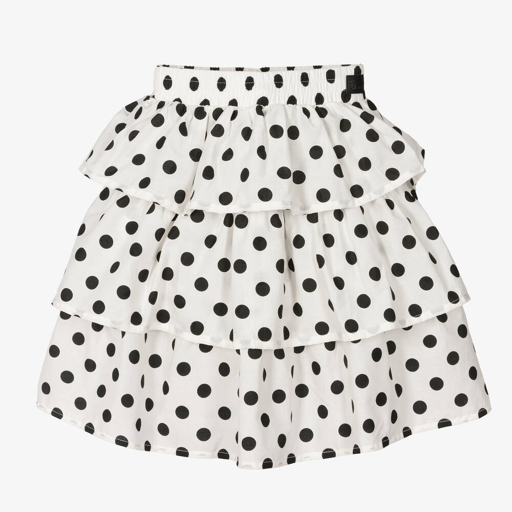 The Tiny Universe - Girls White Polka Dot Skirt | Childrensalon
