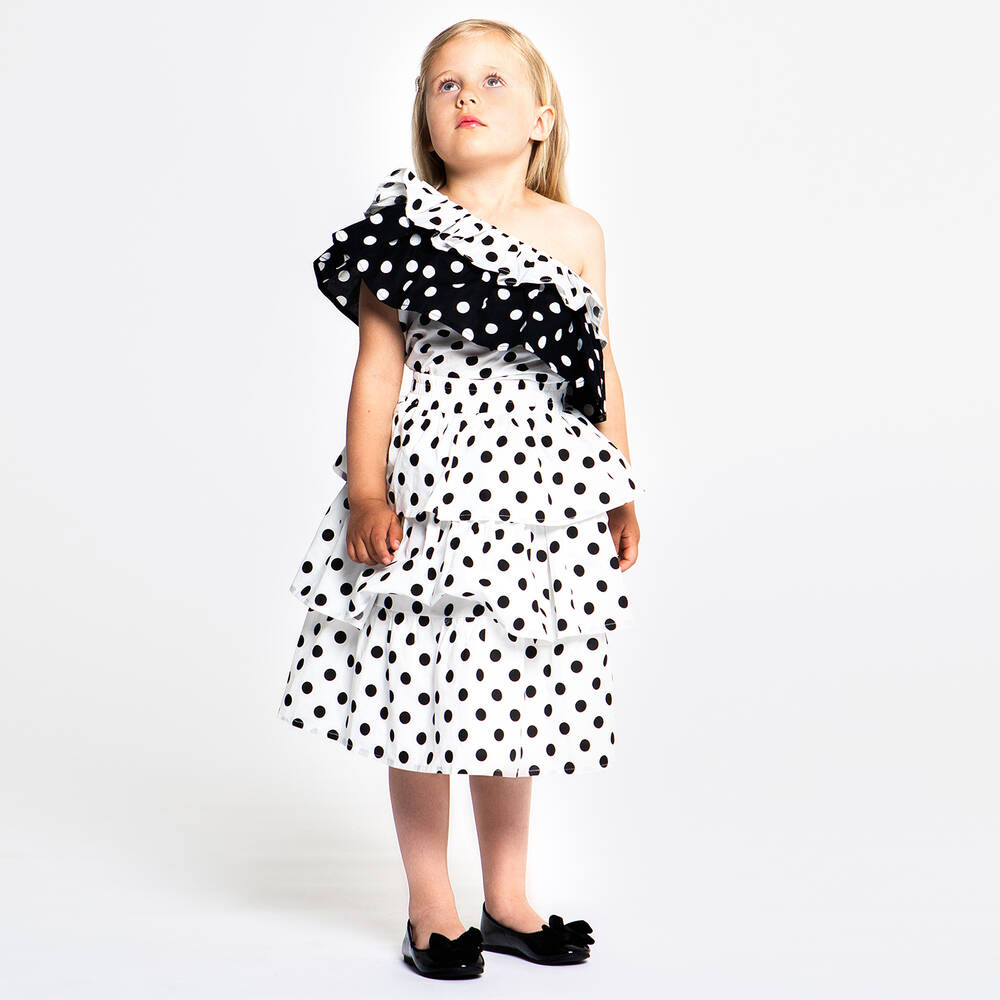 The Tiny Universe-Белая юбка в горошек для девочек | Childrensalon Outlet