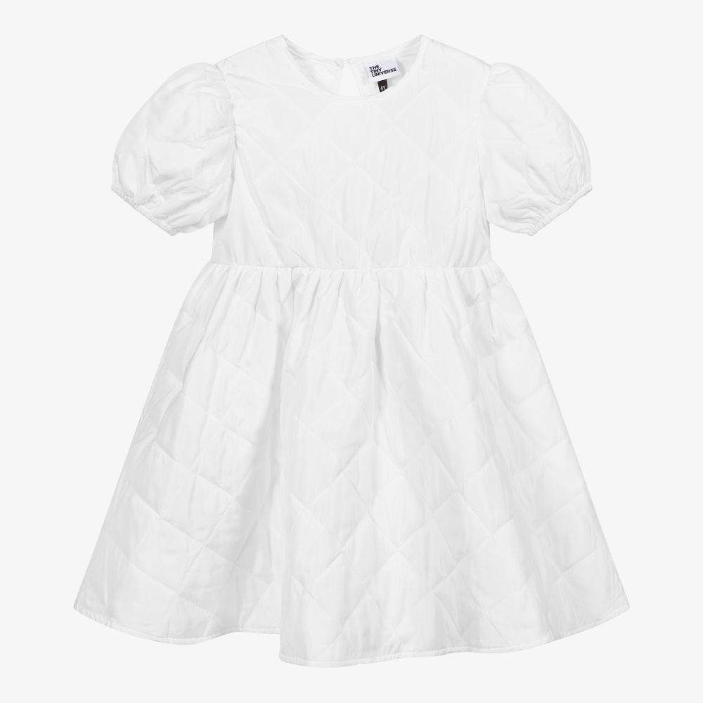 The Tiny Universe - Girls White Quilted Dress | Childrensalon