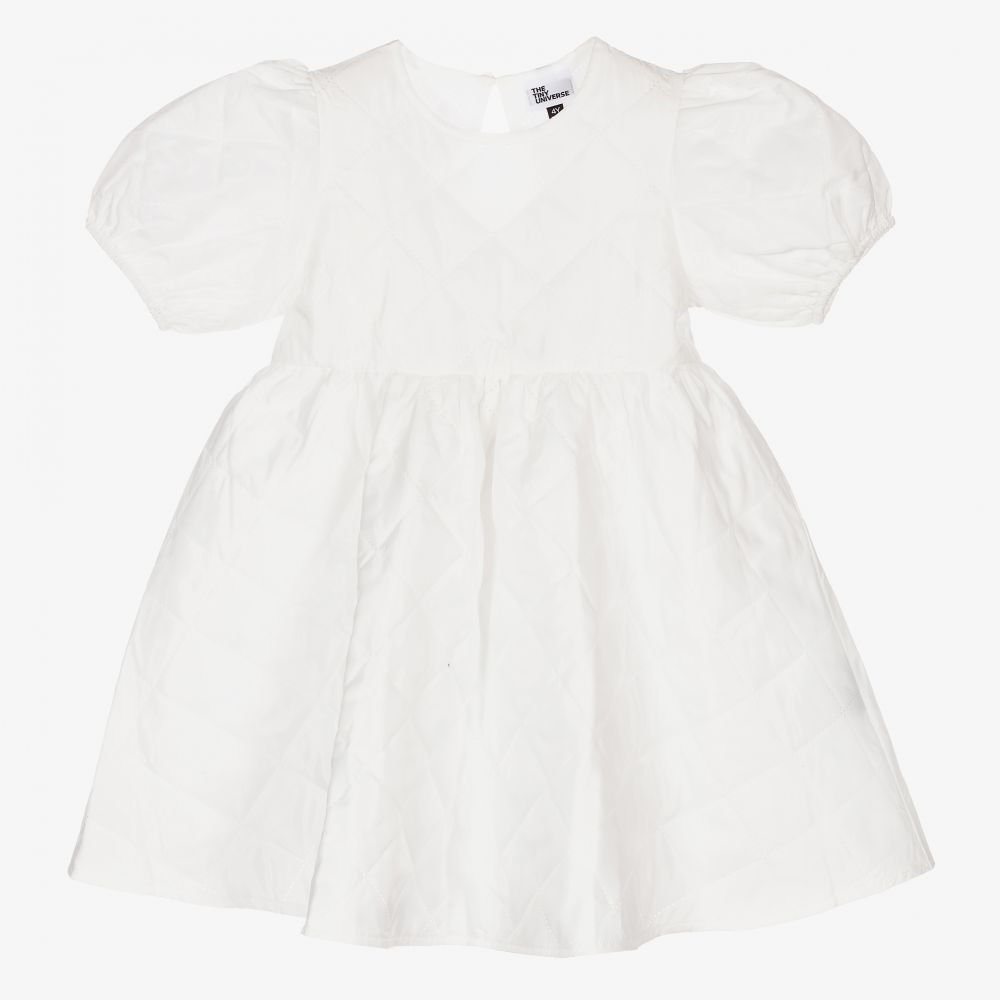 The Tiny Universe - Girls White Quilted Dress | Childrensalon