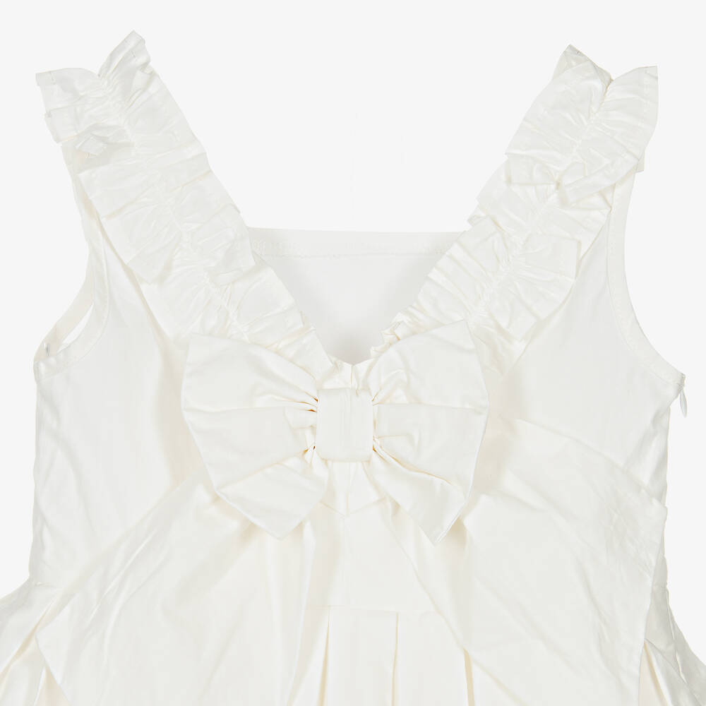 The Tiny Universe-Girls White Ruffle Poplin Dress | Childrensalon Outlet