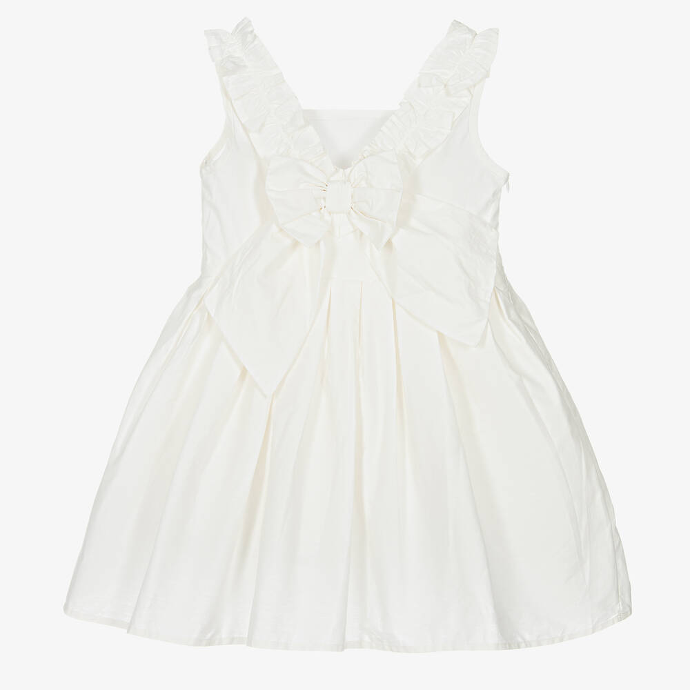 The Tiny Universe-Girls White Ruffle Poplin Dress | Childrensalon Outlet