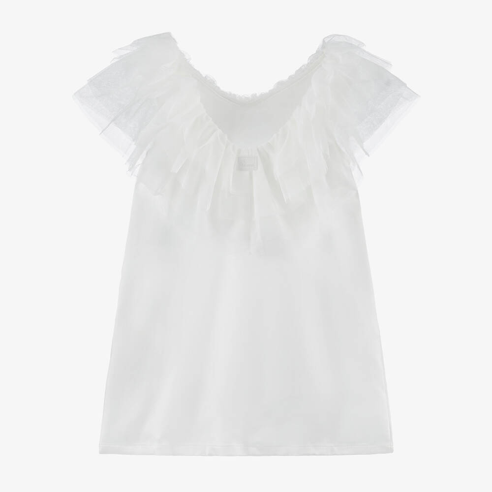 The Tiny Universe-Girls White Satin & Tulle Dress | Childrensalon Outlet