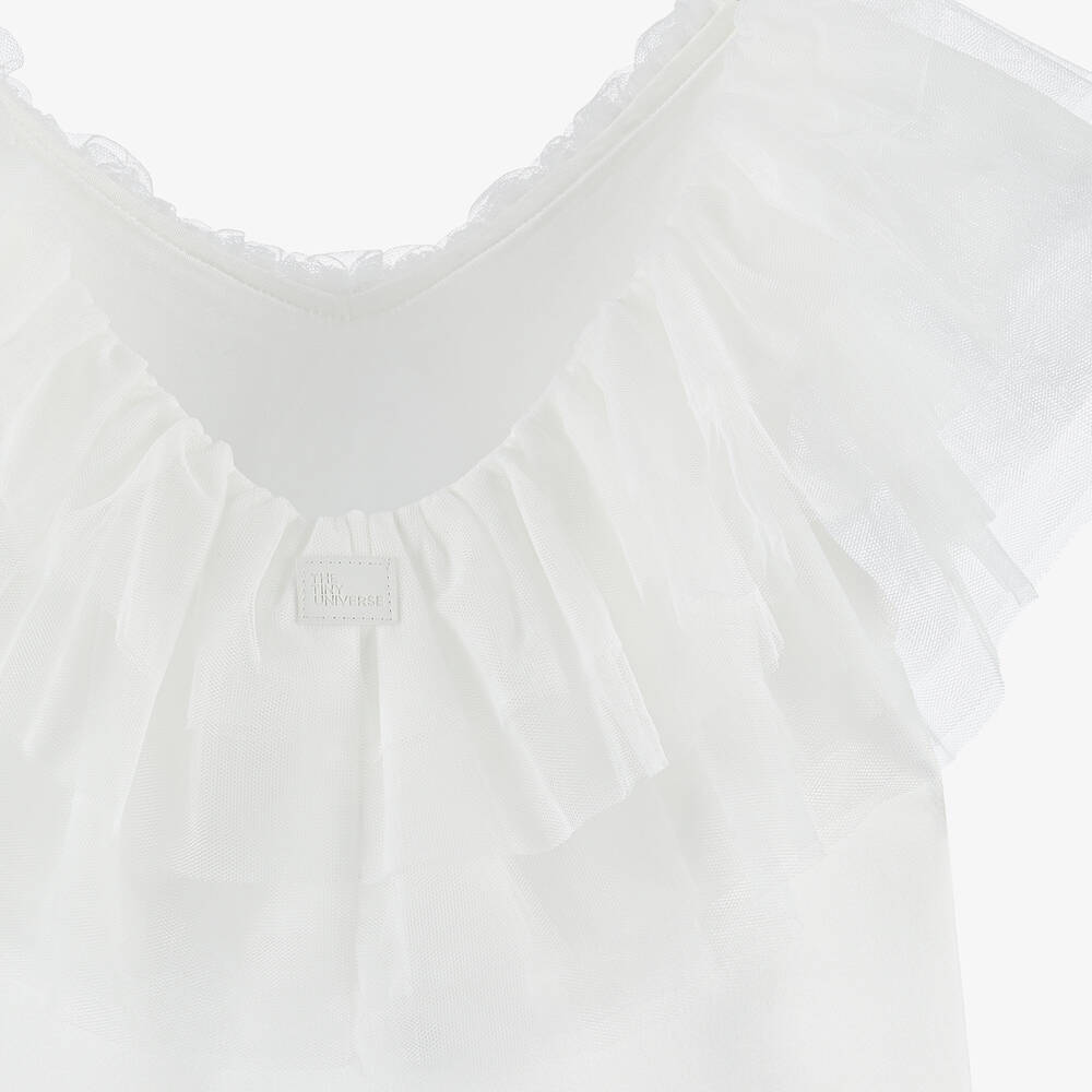 The Tiny Universe-Girls White Satin & Tulle Dress | Childrensalon Outlet