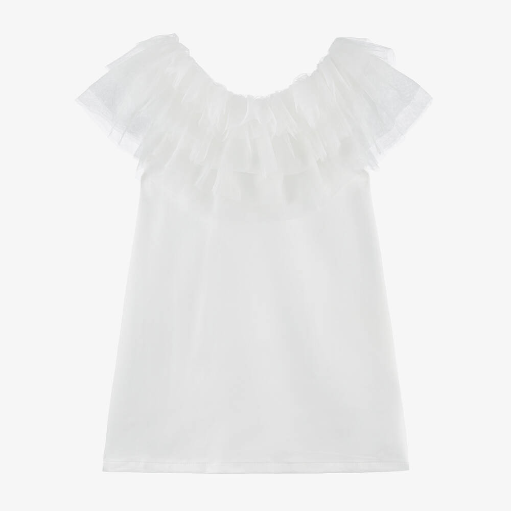 The Tiny Universe-Girls White Satin & Tulle Dress | Childrensalon Outlet