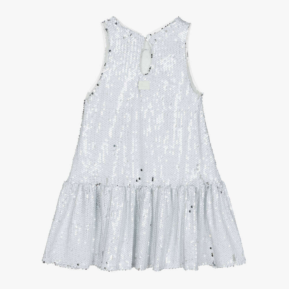 The Tiny Universe-فستان بلا أكمام تول لون أبيض مزين بترتر | Childrensalon Outlet