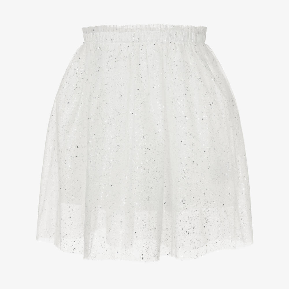 The Tiny Universe - Girls White Sparkly Tulle Skirt | Childrensalon