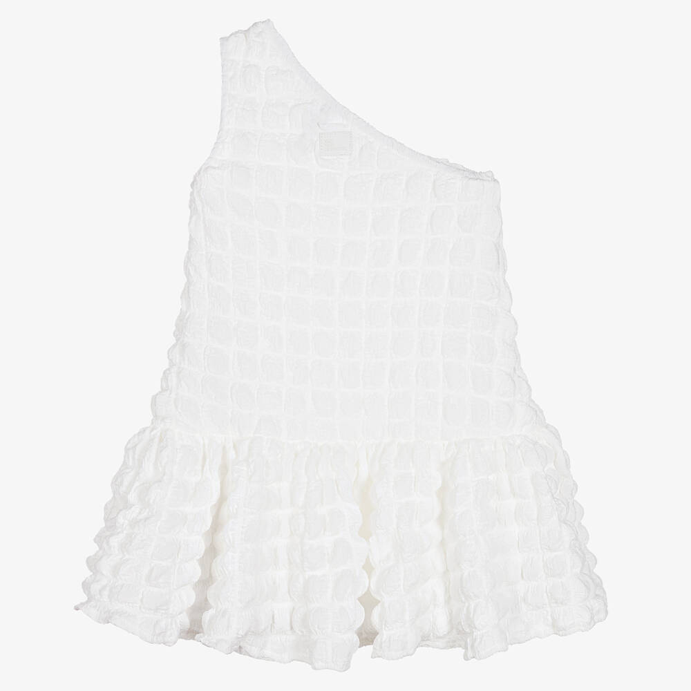 The Tiny Universe-Белое платье с текстурными квадратами | Childrensalon Outlet