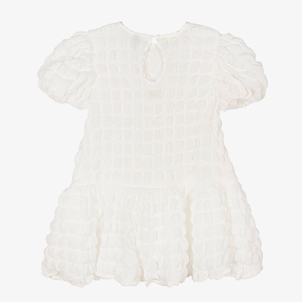 The Tiny Universe-Girls White Textured Square Dress | Childrensalon Outlet