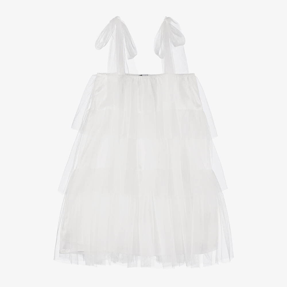 The Tiny Universe-Girls White Tiered Tulle Dress | Childrensalon Outlet