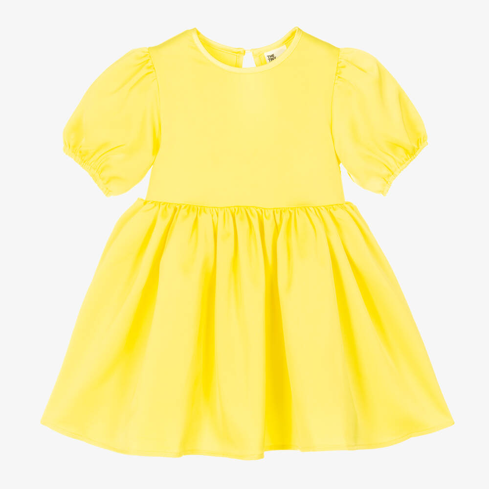 The Tiny Universe-Girls Yellow Satin Sash Dress | Childrensalon Outlet