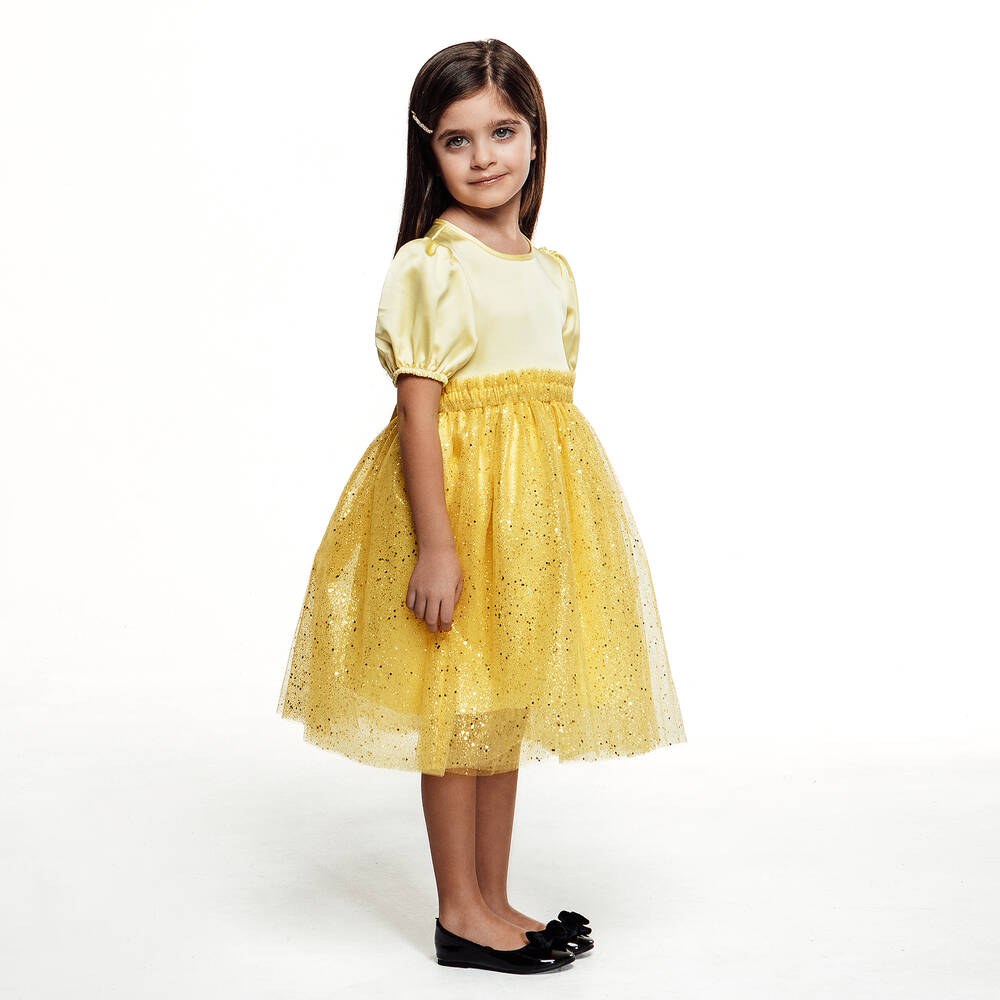 The Tiny Universe-Желтая юбка из тюля с блестками | Childrensalon Outlet