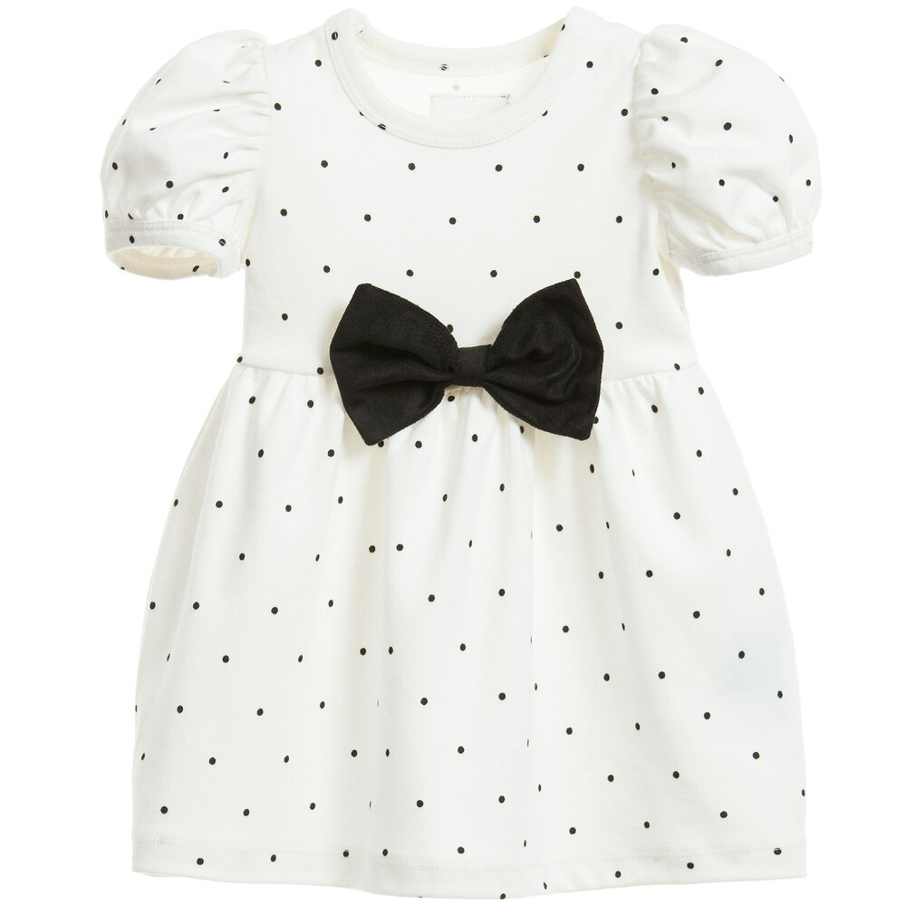 The Tiny Universe-Ivory 'Tiny Small Dot' Jersey Dress | Childrensalon Outlet