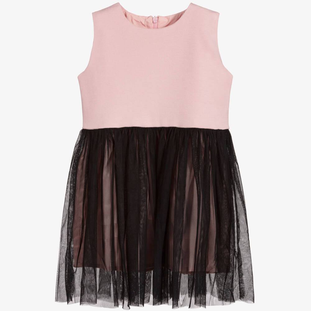 The Tiny Universe-Pink & Black Tulle Dress | Childrensalon Outlet