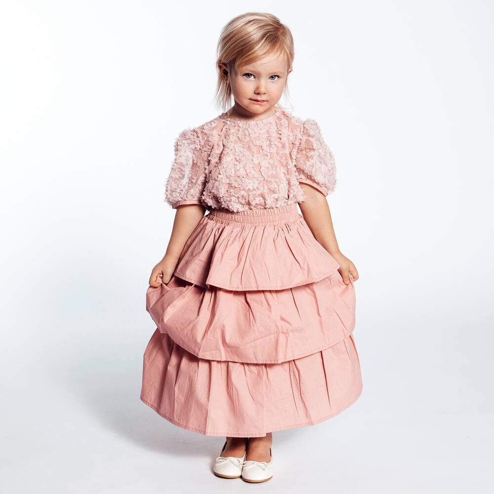 The Tiny Universe-Pink Ruffled Cotton Skirt | Childrensalon Outlet