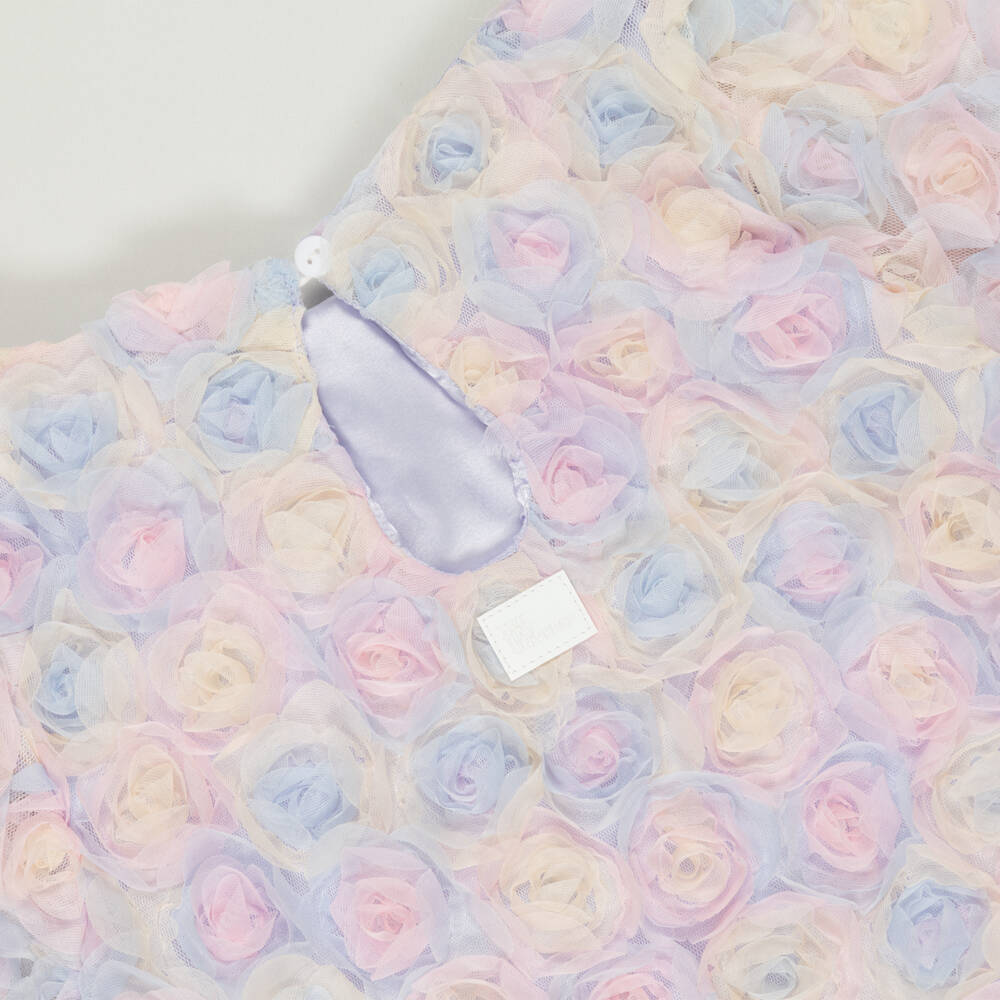 The Tiny Universe-Preloved Girls Pastel Blue Tulle Flower Blouse (4 years) | Childrensalon Outlet