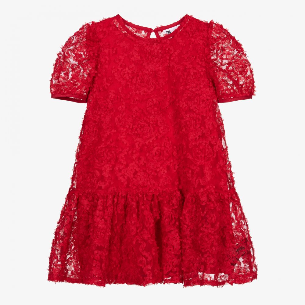 The Tiny Universe - Red Floral Tulle Dress | Childrensalon