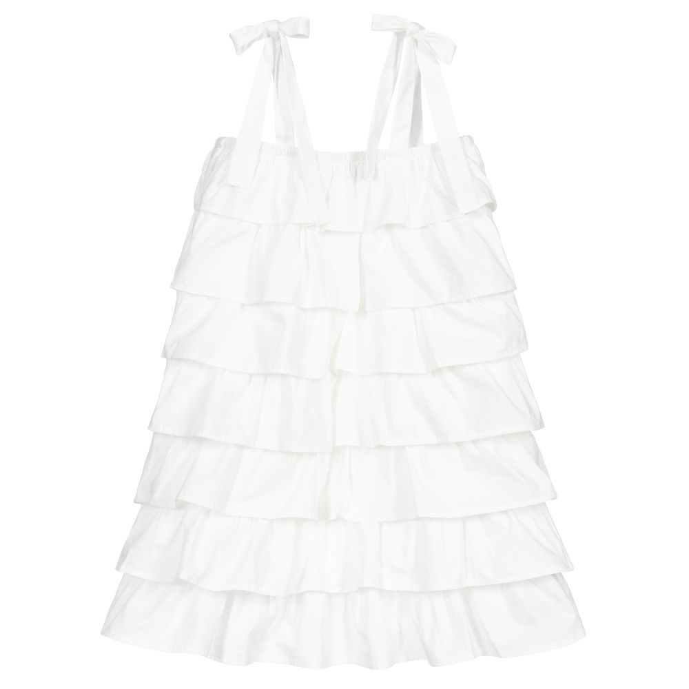 The Tiny Universe - White Cotton Ruffle Dress | Childrensalon