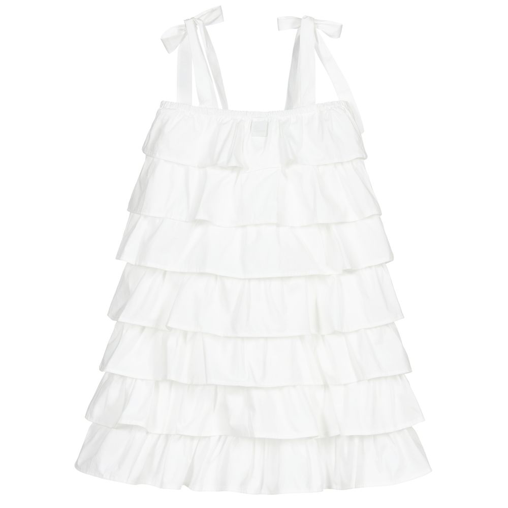 The Tiny Universe-White Cotton Ruffle Dress | Childrensalon Outlet
