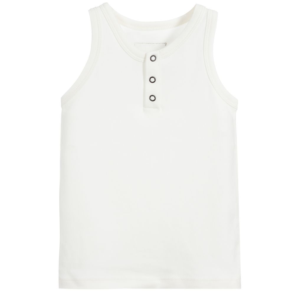 The Tiny Universe - White Cotton Vest Top | Childrensalon
