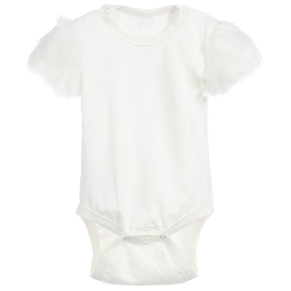 The Tiny Universe - White Organic Cotton Bodysuit | Childrensalon