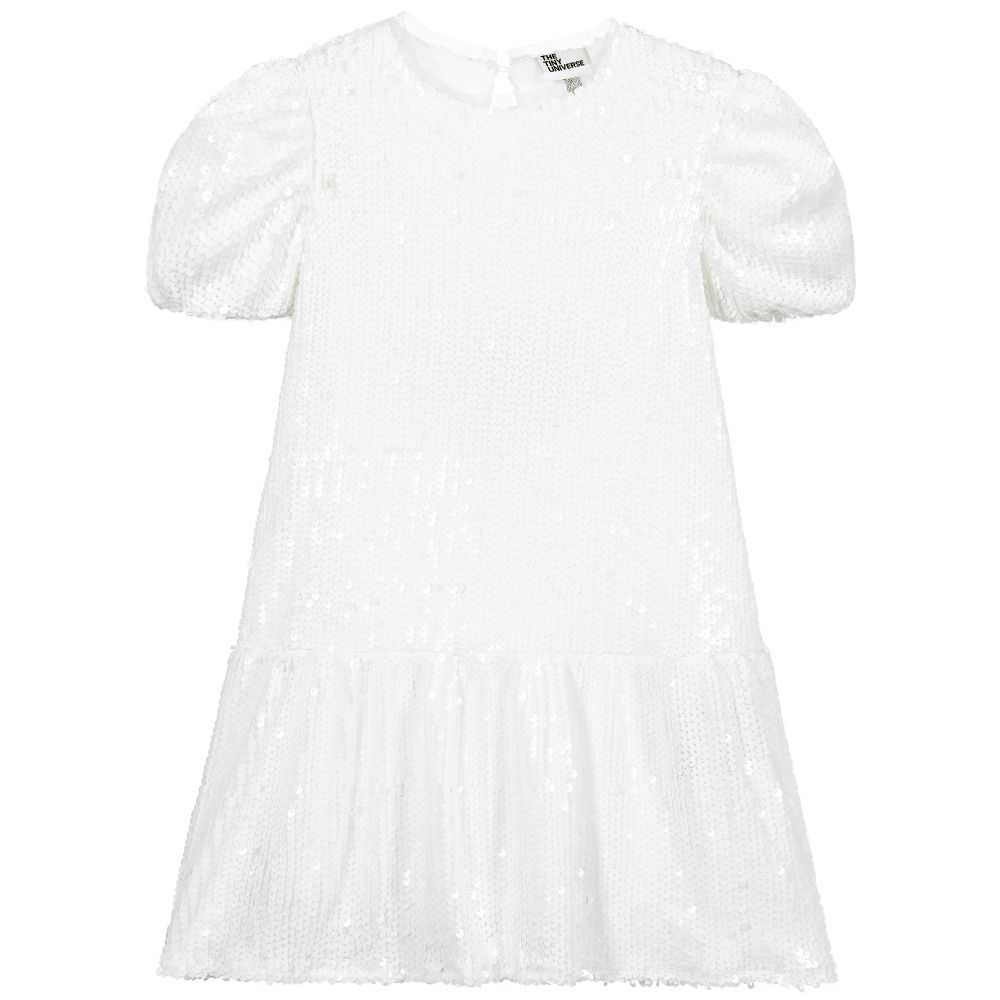 The Tiny Universe - Белое платье с пайетками | Childrensalon