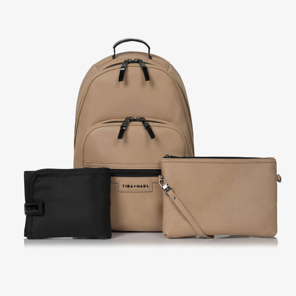 TIBA + MARL-Beige Backpack Changing Bag (40cm) | Childrensalon Outlet