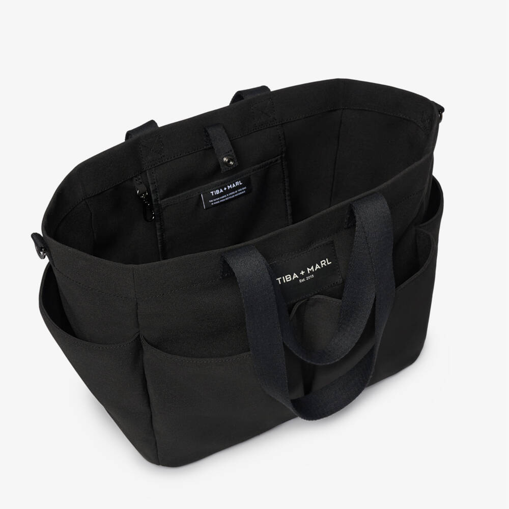 TIBA + MARL-Black Canvas Pocket Tote Changing Bag (35cm) | Childrensalon Outlet